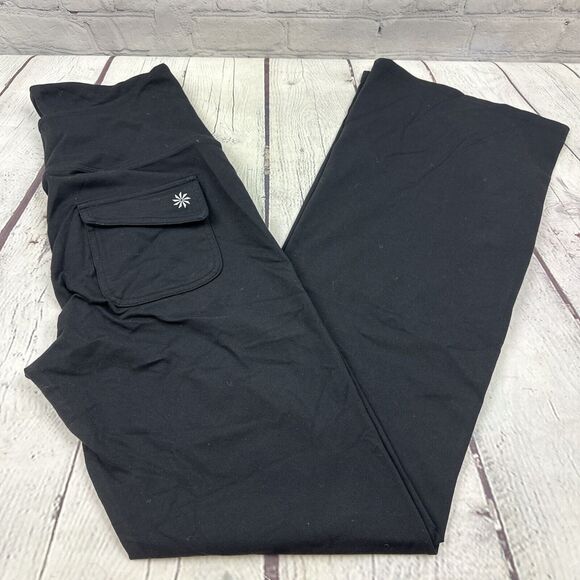 Athleta Womens Activewear Athletic Bootcut Yoga Pant‎ Size S Black Knit Stretch - Picture 1 of 13